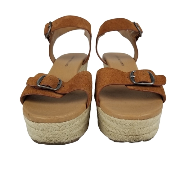 Lucky Brand Naveah Camel Brown Leather Platform Espadrille Women's Size 11 - Picture 6 of 9